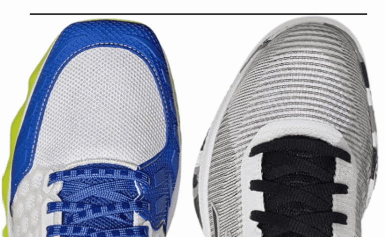 SQAIRZ XRZ2 toe box compared side by side with a conventional court shoe of the same size